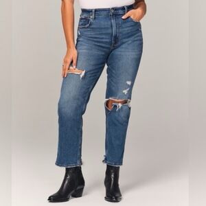 Abercrombie & Fitch The Ankle Straight Ultra High Rise Distressed Jeans Size 8